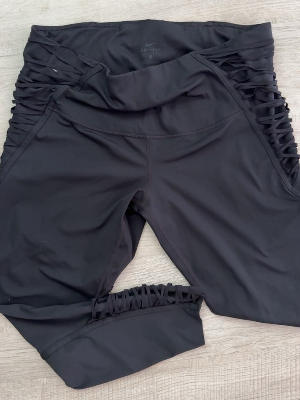 Nike Black Athletic Shorts with Side Lattice Detail